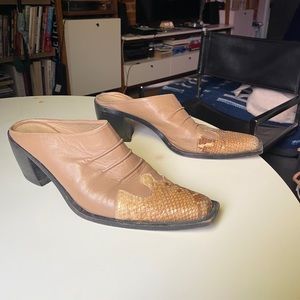 Vintage square toe mules snake skin size 39(8.5)